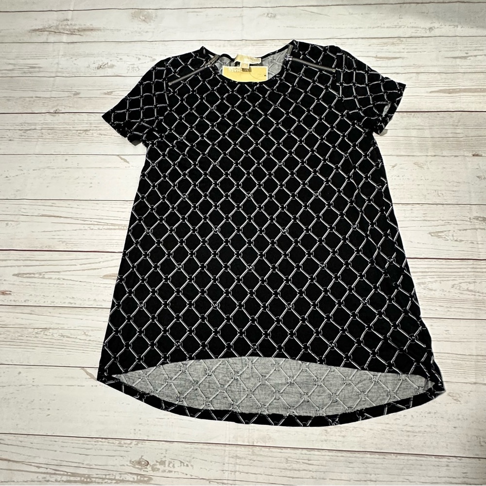 NWT Michael Kors size small top black white short sleeve